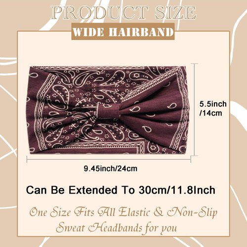 STGDAK Boho Hair Bands for Women's Hair Cashew Print Design Headband Soft Fabric Hair Bandana Elastic Yoga Running Sports Knotted Headband Non Slip Head Wraps Hair Accessories for Women Girls 4PCS