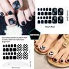 JERCLITY 440 Pieces 20 Sheets Black Color Toe Nail Polish Strips Toenail Full Wraps Self-Adhesive Full Nail Stickers Nail Art Decals Strips with Nail File for Women Girls Kids Nail Art