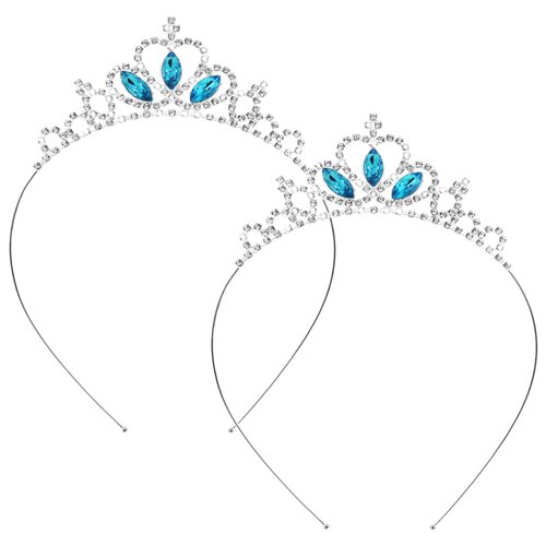 WLLHYF 2 Pieces Girls Crystal Tiara Headband Heart Rhinestone Princess Crown Headband Vintage Hair Bands for Kids Girls Women Wedding Prom Birthday Party