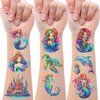 SUNAI Mermaid Temporary Tattoos - 145Pcs Glitter Styles - Perfect for Under The Sea Birthday Decorations, Favors, Supplies, Gifts Goodie Bag Fillers, 12 Sheets