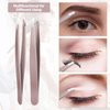 12 Pieces Eyebrow Tweezers Stainless Steel Slant Tip Tweezers Facial Hair Eyebrow Precision Tweezers for Men and Women (Rose Gold)