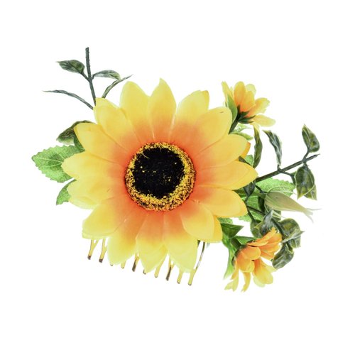 June Bloomy Women Sunflower Hair Comb Wedding Bridal Side Comb Hair Pin BOHO Daisy Headpiece (Metal Comb Sunflower)