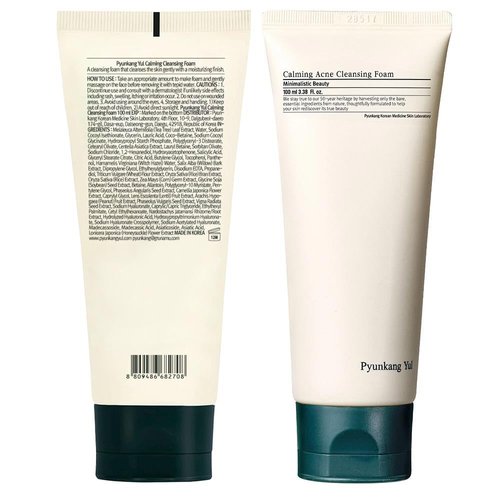 Pyunkang Yul Calming Acne Cleansing Foam, Low pH Formula Facial Wash/Cleanser with Witch Hazel, AHA for oil control- Cica, Tea Tree Extract - Rapid Moisture replenishment 3.38 Fl.oz