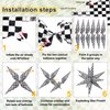 Gifloon 62Pcs Checkered Star Balloons 12 Spike Explosion Foil Balloon for Racing Themed Birthday Party Decorations, Black and White