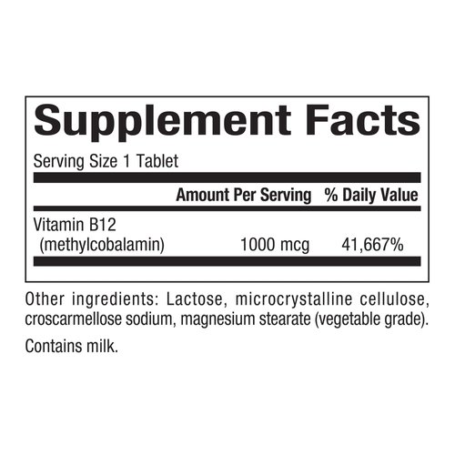 Natural Factors, Vitamin B12 Methylcobalamin 1000 mcg, Chewable Support for Energy and Immune Health, Vegetarian, Gluten Free, 90 tablets (90 servings)