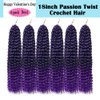 6 Packs Passion Twists Hair 18inch Ombre Purple Water Wave Crochet Hair Synthetic Crochet Hair Passion Twist Long Bohemian Locs Braiding Hair Extensions (T1B/Purple# 18" 6 packs)