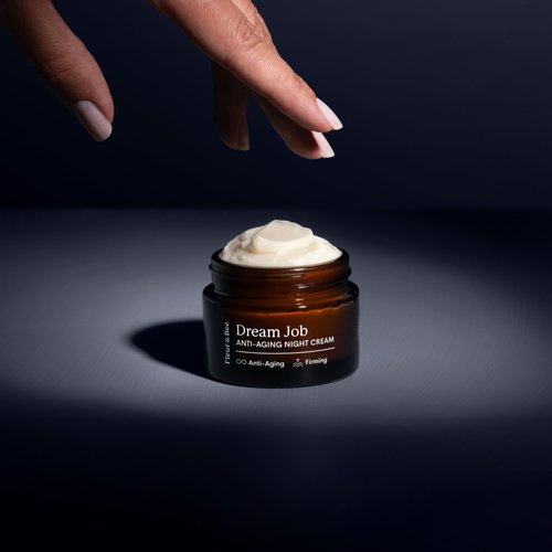 FLEUR & BEE Anti Aging Night Cream | Clean, 100% Vegan | Overnight Repair Face Cream to Reduce Fine Lines and Wrinkles | Dream Job 1.5 oz