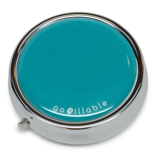 GOPILLABLE Pill Box Pill CASE for Pocket OR Purse Teal Design Pill Organizer for Travel Small Pill Box/Pill case