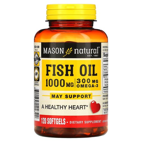 Mason Natural Fish Oil, 1,000 mg, 120 Softgels