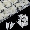 Beuniar Stiletto Nail Tips 500Pcs Short Sharp Ending False Acrylic Nails Tip Half Cover 10 Sizes with Box for Nail Salons Home DIY (Natural)