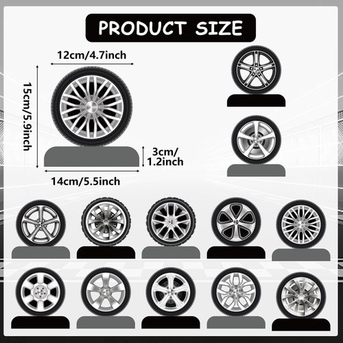 12Pcs Race Car Centerpieces for Tables, Racing Car Birthday Party Decorations Wheel Tire Centerpieces Decor, Double-Sided Tire Decorations for Car Themed Birthday Party Supplies