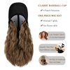 Qlenkay Baseball Cap with Hair Extensions 14inch Wavy Curly Bob Hairstyle Adjustable Wig Hat Attached Synthetic Hairpiece for Woman Light Brown Mix Ash Blonde