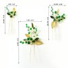 3 Pcs Gold Leaf Bride Hair Pins Green Crystal Rhinestone Hairpins Bridal Hair Pieces Wedding Hair Clips Party Hair Accessories for Women and Girls