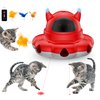 Cosicosy 2-in-1 Interactive Cat Toys for Indoor Cats, Automatic Cat Toy with 7 Holes Mice Whack A Mole Moving Feather, Smart Cat Toy (Red)