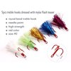 20pcs Feather Treble Hooks Round Bend Treble Fishing Hooks Feather Dressed Strong Sharp Barbed Treble Hooks Feather Hooks for Fishing Lures Bait