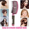 Vented Curved Boar Bristle Hair Brush Paddle Brush for Blow Drying, Anti-frizz Detangling Brush Styling Hairbrush Comb for Curly Fine Wavy Natural Tangled Hair, Wet or Dry Use