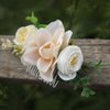 Fangsen Silver Wedding Freesia Rose Flower Hair Comb Bridal Floral Hair Headpiece for Women and Girls Ivory