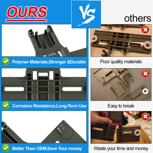 Upgraded W10350376 W10712394 Dishwasher Top Rack Parts for Kenmore/Kitchenaid Dishwasher parts Upper Rack,W10350374 W10195840 Dishwasher Rack Parts with Dishwasher Magnet Clean Dirty Sign(11 Packs)