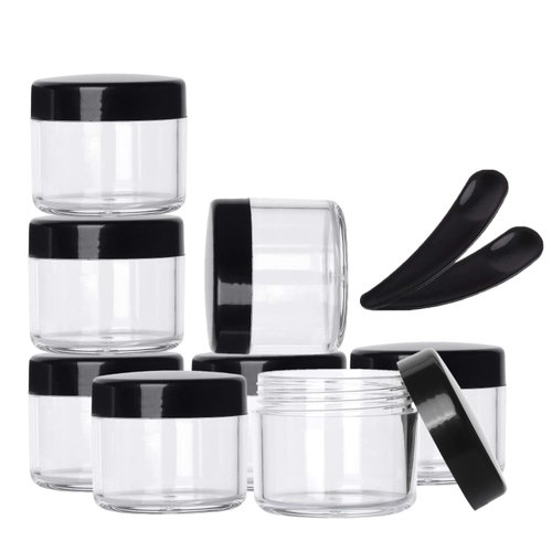 100 Pieces Cream Jars with Lids and Makeup Spoon 20 Grams Empty Jars Cosmetic Containers Lip Scrub Containers Sample Containers Black