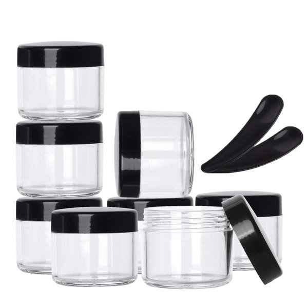 100 Pieces Cream Jars with Lids and Makeup Spoon 20 Grams Empty Jars Cosmetic Containers Lip Scrub Containers Sample Containers Black