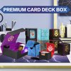PROMAXIBINDER MTG Deck Box Commander BTB, Fits 100 Single Sleeved Cards, 2 Dividers, Strong Magnet Magic the Gathering Deck Box, PU Leather Trading Card Storage Box for TCG, CCG, MTG Cards-Black Navy