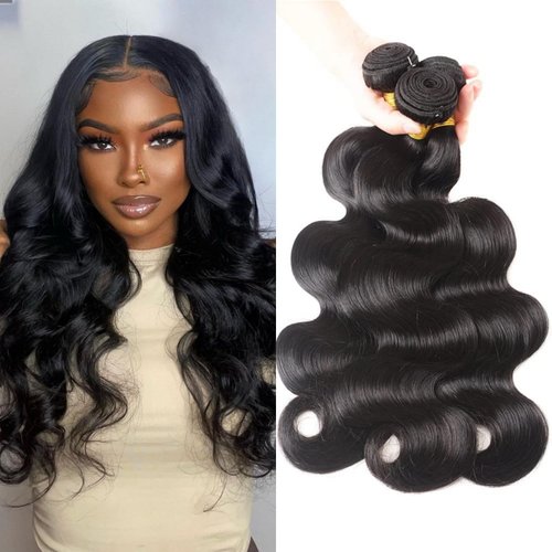 10A Human Hair Bundles Body Wave 3 Bundles Human Hair 14 16 18 Inch Unprocessed Brazilian Virgin Hair Bundles Human Hair Extensions Natural Color