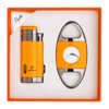 PIPITA Cigar Lighter and Cigar Cutter Set (2pcs/Set), Jet 3 Flame Cigar Lighter Torch and Cigar Cutter, Packing with Nice Gift Box