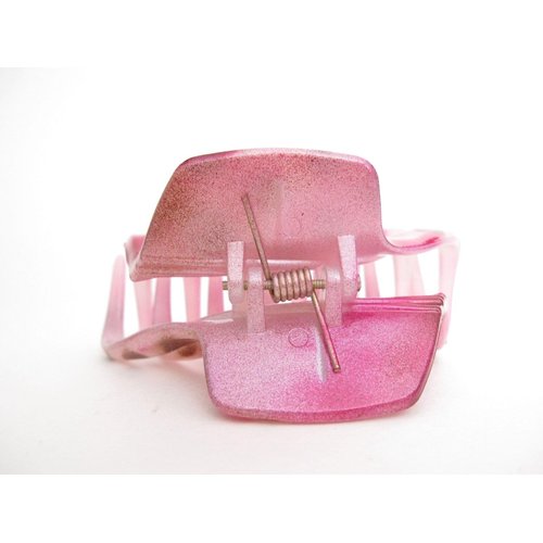 Generic Spotted magenta pink brown white hair claw clip for medium fine hair