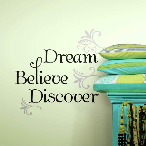 RoomMates RMK2082SCS Dream Believe Discover Quote Peel and Stick Wall Decals , 10 inch x 18 inch