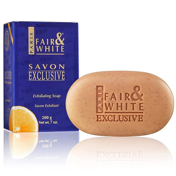 Fair and White Exclusive Exfoliating Soap - 7 oz / 200 g - Skin Brightening Bar, Moisturizing Soap for Uneven Skin Tone, with Vitamin C and Shea Butter