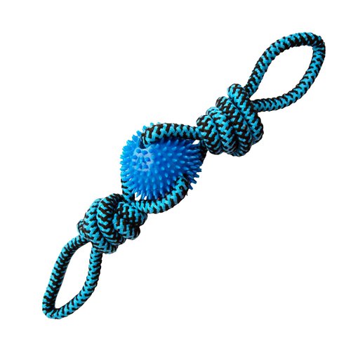 Snugarooz Spikey Baby Rope Dog Toy with Repair Patch – Stretchy Cotton Rope - Dual Handles & Spikey Rubber Ball - Ideal for Fetch