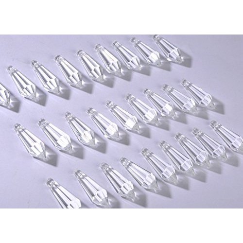 H&D 50pcs 38mm Crystal Icicle Pendant Chandelier Prisms Drops Lamp Candle Holders Curtain DIY Parts(Clear)