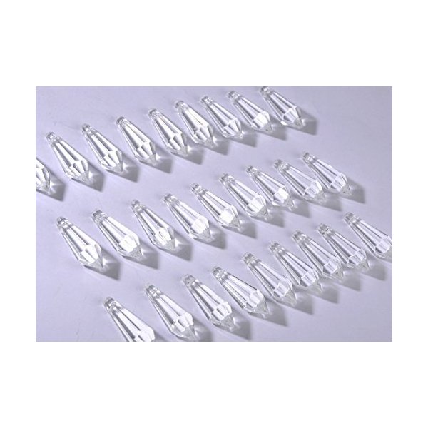 H&D 50pcs 38mm Crystal Icicle Pendant Chandelier Prisms Drops Lamp Candle Holders Curtain DIY Parts(Clear)