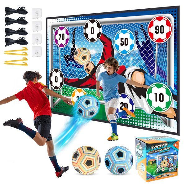 Soccer Ball Game Set for Kids: Indoor Outdoor Backyard Toss Soccer Goal Game with Balls, Toddlers Gift for 3 4 5 6 7 8 Year Old Boy Toys,Foldable Flannel Goals,Ideal for Parent-Child Bonding