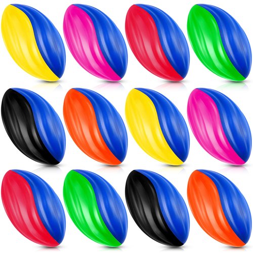 Jerify 12 Pcs Mini Footballs for Kids Spiral Foam Football Bulk 5 Inch Soft Small Waterproof Foam Football Sports Birthday Toddler Football for Indoor and Outdoor Game (Bright Color)