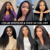 Civrie 30 inch long Kinky Straight Wig Wear and Go Glueless Wigs Pre Plucked Pre Cut Yaki Synthetic Wigs for Black Women Soft Natural Black