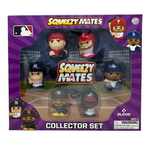 Party Animal Squeezymates MLB 2024 Series 6 Collector Box Set, 6 Figures, 2 1/2 Inch Tall, Team Colors, Small