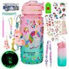 Glow in The Dark Decorate Your Own Water Bottle Kit,Unicorn Toy Gift for 4-6-8-10-12 Year Old Girl,Craft Toy for Age 3 4 5 6 7 8 9 10 Girl,Kid Teen Water Bottle Sticker for School Christmas Birthday