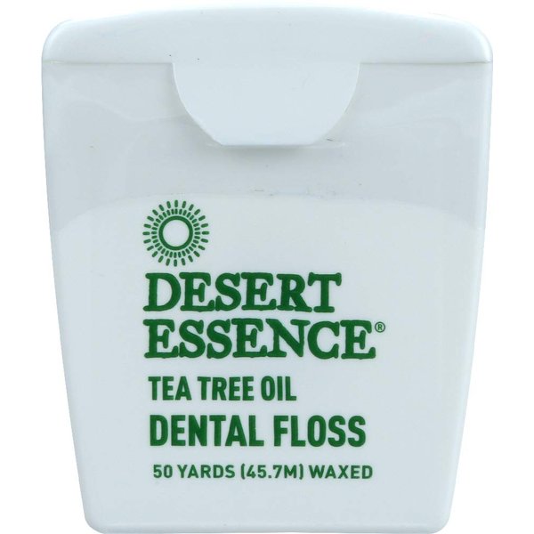 Desert Essence Tea Tree Oil Dental Floss, No alcohol, 50 Yards (45.7 M) Waxed (Pack of 2)