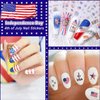 8sheets 4th of July Nail Art Stickers 3D Self-Adhesive American Flag Patriotic Independence Day Nail Decals USA Flags Butterfly Heart Star Nail Design I Love America for Memorial Day DIY Manicure