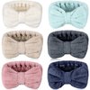 WILLBOND 6 Pack Microfiber Bowtie Headbands Elastic Makeup Headbands Wash Spa Yoga Sports Shower Adjustable Hair Band for Women(Pink, Blue, White, Dark Grey, Camel, Cyan)