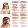 JIAHANG 20 Pcs Baby Girls Floral Print Hair Clips in Pair, Non Slip Hairpins Cotton Snap Hair Barrettes Thin Thick Hair Accessories for Toddlers Kids(color A)