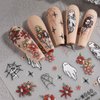 Halloween Nail Art Stickers Decals 5PCS Halloween Cute Ghost Flower Nail Stickers Skull Strawberry Spider Flower Nail Designs 5D Embossed Nail Decals for Acrylic Nails Manicure Decorations
