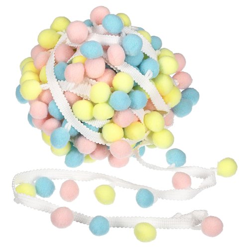 uxcell 2 Yards Pom Pom Ball Fringe Trim, Ribbon Sewing DIY Projects Accessory for Home Curtain Clothes Pillow Decoration, Mixed Color