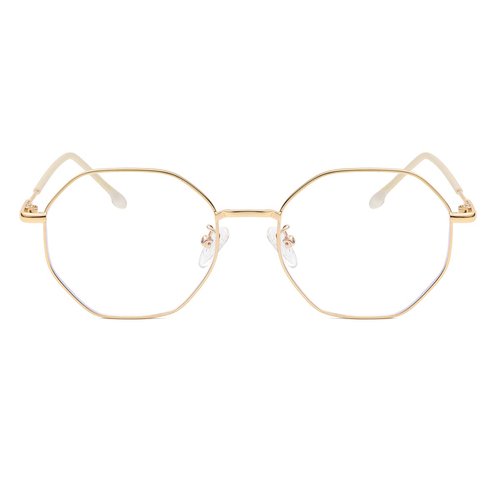 JOVAKIT Polygon Blue Light Blocking Glasses for Women Men Vintage Octagon Square Non-prescription Metal Eyeglasses (Gold 2)
