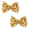 Love Fairy 3-Inch Glitter Bow Hairpin - Sparkling Sequin Bow Tie Hair Clip for Girls,Teens, and Women (Gold)