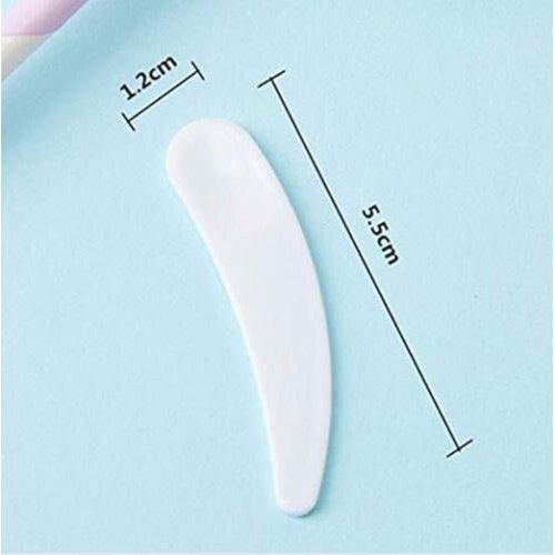 DNHCLL 100PCS Disposable Mini Curved Cosmetic Spatula Scoop Makeup Mask Spatula Plastic Spoon,Small Makeup Scoop for Mixing and Sampling.