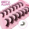 Cat-Eye Lashes Flu-ffy 22mm Manga Lashes Wispy Fairy Eyelashes, Curly Volume Spiky Lashes Faux Mink False Eyelashes that look like extensions Lashes Natural Look 7 Pairs Pack(ZD72)