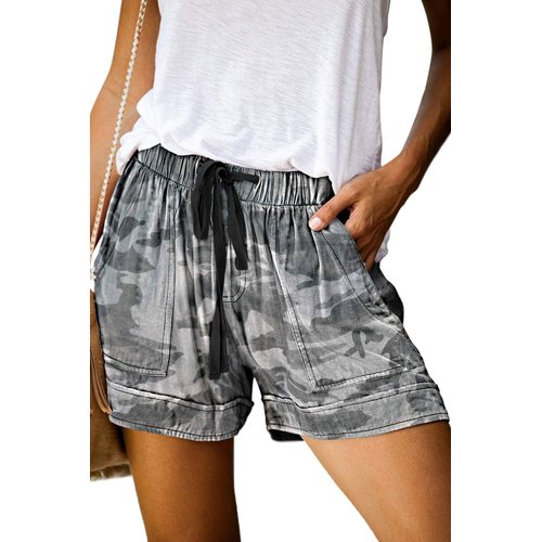KISSMODA Womens Shorts Camo Printed Summer Casual Drawstring Elastic Lounge Shorts M