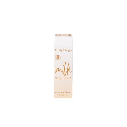 Beauty Bakerie Milk, Sleep, Repeat Glycolic Facial Cleanser, Face Wash Makeup Remover for Skin Care, 4.1 oz.